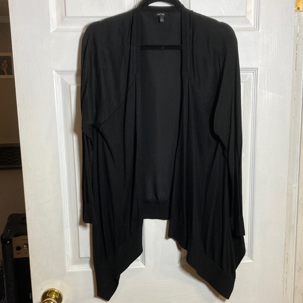 Apt. 9 XL Women's Elegant Black Drape Cardigan breathable back